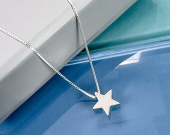 Tiny and Dainty 925 Sterling Silver Star Necklace, Daughter Christmas Gift, Holiday Present, Minimalist Casual Necklace, Best Friend Gift