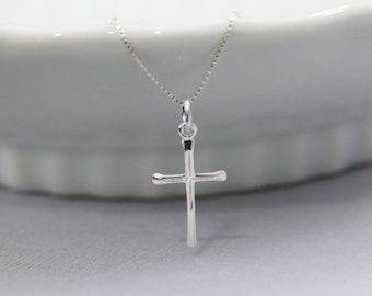 Cross Necklace, Sterling Silver Cross Necklace, Tiny Cross Necklace, Sterling Silver Cross Pendant, Cross Jewelry, Baptism Gift Necklace