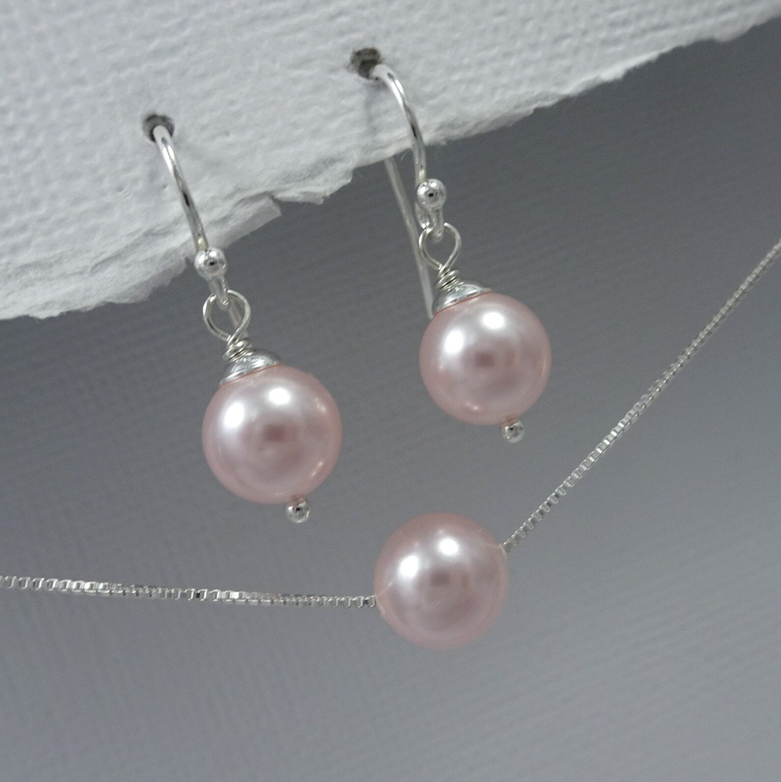 Blush Pink Jewelry Bridesmaid Gift Light Pink Pearl Bridal Etsy