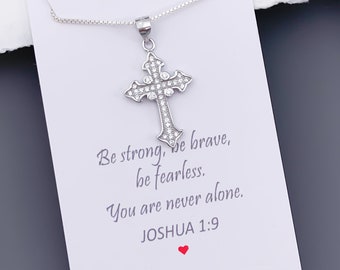 Sterling Silver Cross Necklace, First Communion Gift, Confirmation Gift Necklace, Godmother Gift, Goddaughter Gift from Godmother