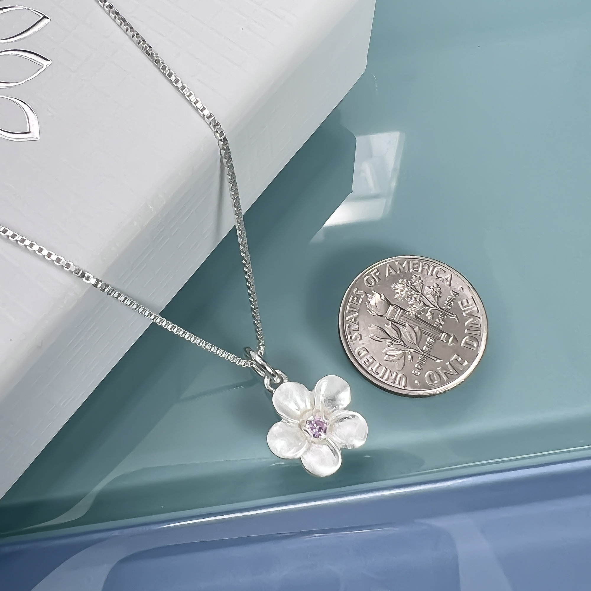Flower Necklace, Tiny Delicate and Dainty Sterling Silver