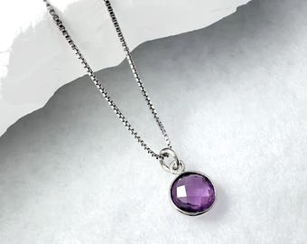 Amethyst Necklace, Sterling Silver Amethyst Necklace, February Birthstone Necklace, February Birthday Gift Necklace