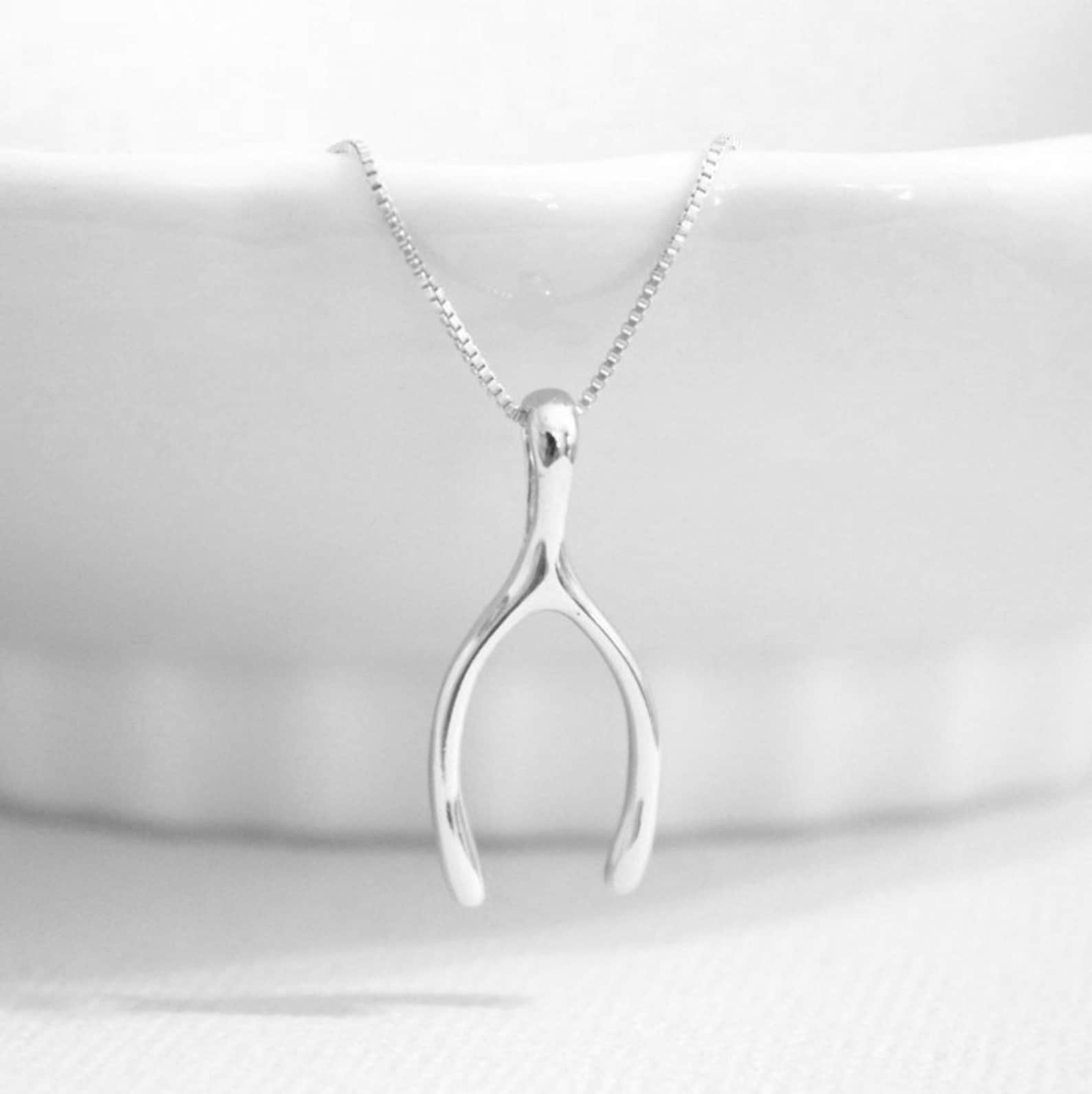 Wishbone Necklace Sterling Silver Wishbone Necklace Sterling Etsy