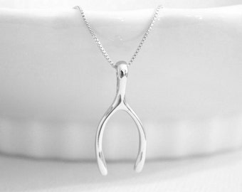 Wishbone Necklace, Sterling Silver Wishbone Necklace, Sterling Silver Necklace, Personalized Gift, Gift for Her