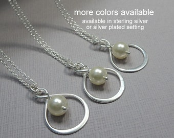 Sterling Silver Infinity Necklace with Swarovski Pearl, Bridesmaid Necklace, Bridesmaid Gift, Bridal Party Gift Necklace