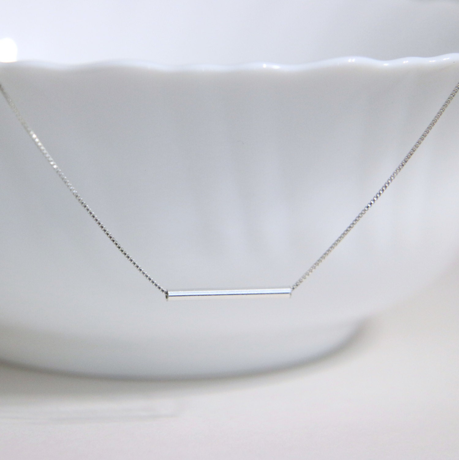 Sterling Silver Bar Necklace Sterling Silver Necklace Etsy