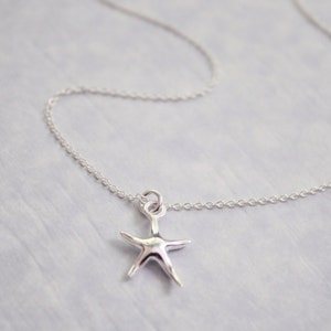 Sterling Silver Starfish Necklace, Bridesmaid Gift, Bridesmaid Necklace, Beach Wedding Necklace, Casual Necklace, Gift for Her, Gift for Mom image 2