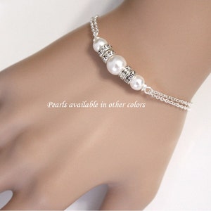 Bridesmaid Bracelet, Swarovski White Pearl Chain Bracelet, Bridal Bracelet, Bridesmaid Gift, Personalized Bridesmaid Gift Bridesmaid Jewelry