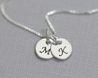 Double Initial Necklace, Initial Necklace, Personalized Necklace, Sterling Silver Initial Necklace, Gift for Her, Girlfriend Gift Necklace