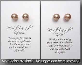 Rose Gold Pearl Earrings, Rose Gold Stud Pearl, Mom Gift, Mother of the Bride Gift, Mother of the Groom Gift from Bride, Mother in Law Gift