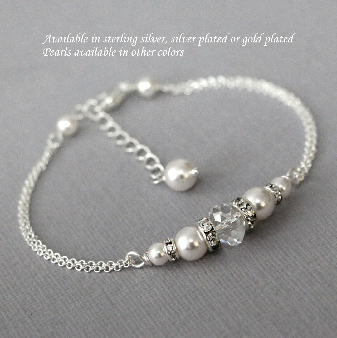 Bridesmaid Bracelet White Pearl Wedding Bracelet Bridesmaid - Etsy