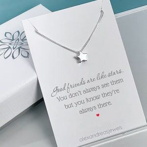 Tiny Floating Star Necklace, Sterling Silver Star Choker Necklace, Best Friend Gift Necklace, Going Away Gift, Silver Star Necklace