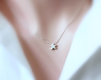 Star Necklace, Star Pendant on Sterling Silver Necklace Chain, Personalized Bridesmaid Necklace, Star Necklace, Gift for Her