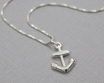 Sterling Silver Anchor Necklace, Sterling Silver Necklace, Marine Necklace, Silver Anchor Necklace, Personalized Necklace, Gift for Her