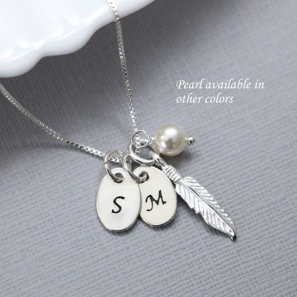 Personalized Sterling Silver Feather Necklace, Sterling Silver Feather Necklace, Remembrance Necklace, Everyday Necklace, Casual Necklace