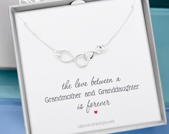 925 Sterling Silver Double Infinity Necklace, Grandmother Granddaughter Gift Necklace, Granddaughter Birthday Gift, Holiday Gift for Grandma