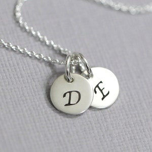 Double Initial Necklace, Sterling Silver Double Initial Necklace, Double Initial Charm on Sterling Silver Necklace Chain, Girlfriend Gift