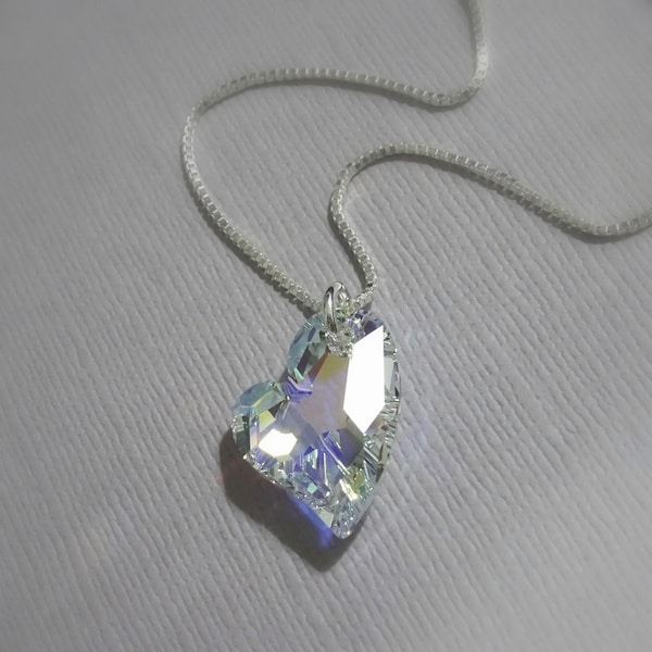Swarovski Crystal Heart Necklace, Sterling Silver Necklace, Bridesmaid Necklace, Bridesmaid Gift, Sterling Silver Necklace, Gift for Her