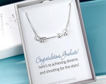 Silver Arrow Necklace, Sterling Silver Sideways Arrow Necklace, Archer Necklace, Daughter Graduation Gift Necklace, Graduate Gift Necklace