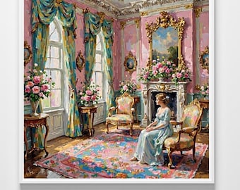 Rococo Revival Room Digital Print: Vintage French Style Wall Art (Digital Download)