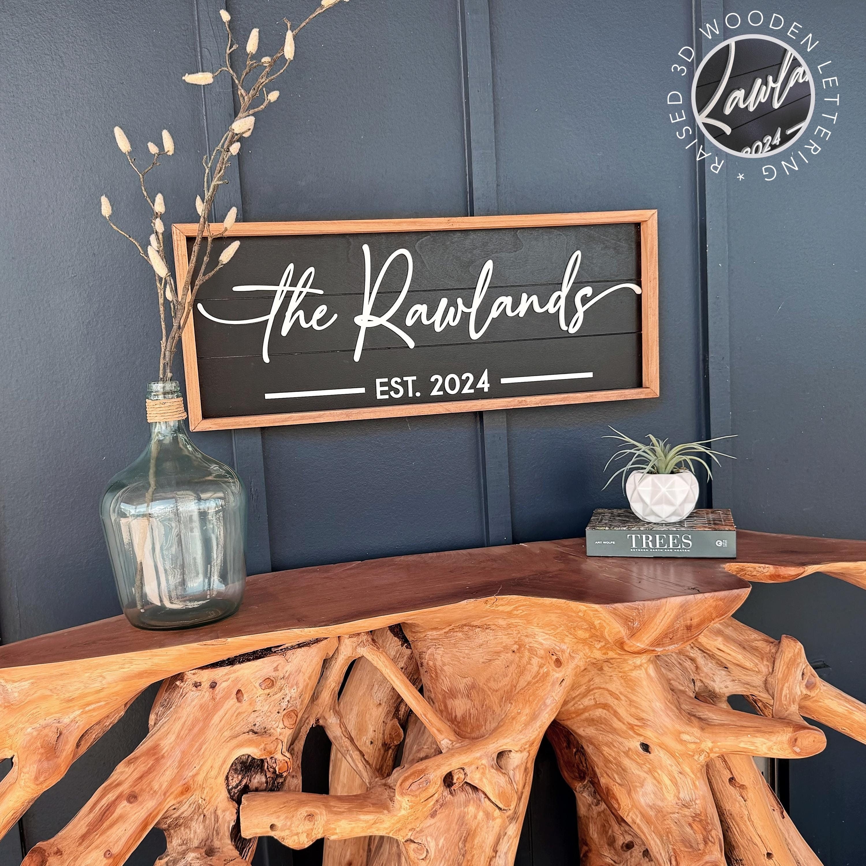 Family Name Sign | Personalized Wooden Sign | Family Name & Established ...