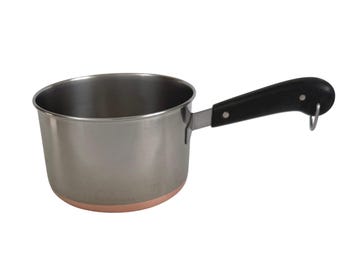 Vintage Revere Ware 3 Qt Saucepan Copper Bottom Double Ring USA 7"