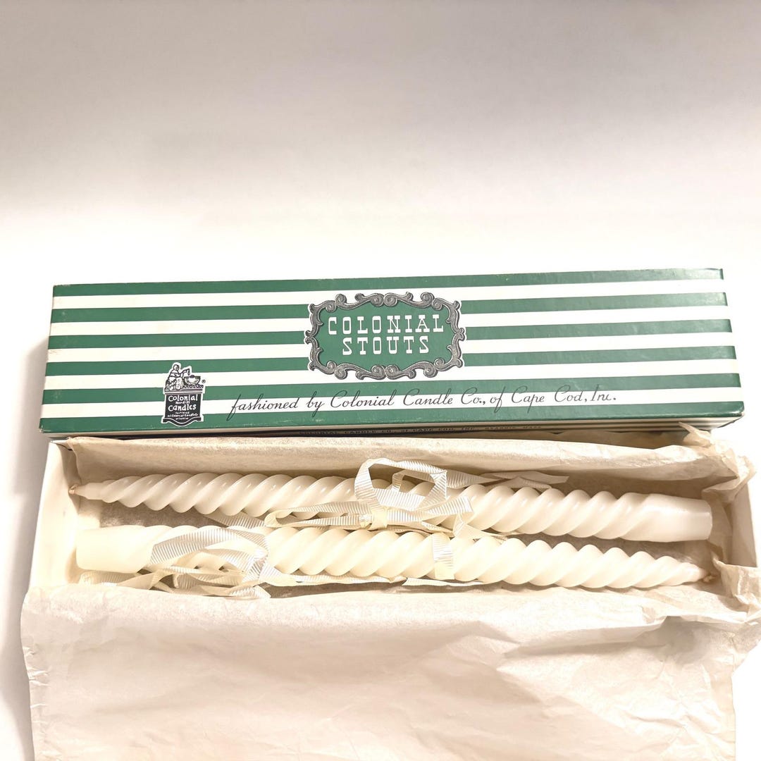 Colonial Candle Cape Cod Colonial Stouts Ivory Spiral Twist Taper Pair ...