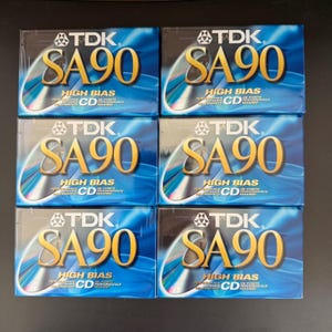Vintage TDK SA90 High Bias Type II Blank Cassette Tapes Lot of 6 New Sealed NOS