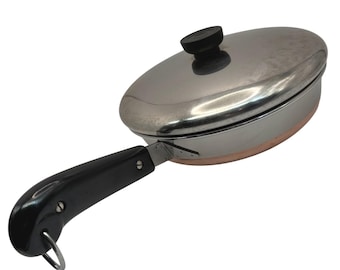 Vintage Revere Ware Double Ring 8" Skillet Lid Riverside CA Patent Copper