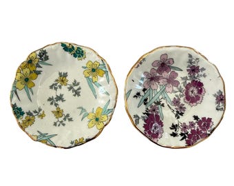 ヒスパニアCH スペイン製 磁器製 花柄小物入れ 金縁 2個セット ヴィンテージ