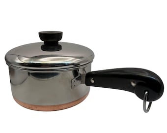 Vintage Revere Ware 1 Qt Saucepan Double Ring Copper Clad Lid USA Pre-1968