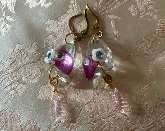 Rococo style vintage glass floral earrings