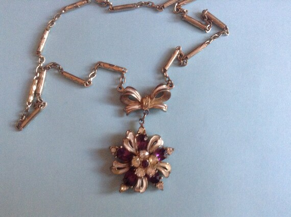 Mad Men Amethyst and Rhinestone Dazzling Floral N… - image 2