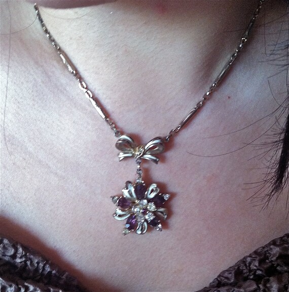 Mad Men Amethyst and Rhinestone Dazzling Floral N… - image 5