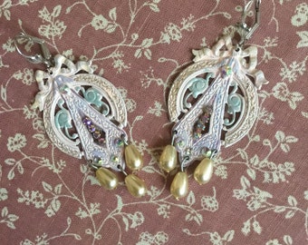 Victorian baby pink earrings