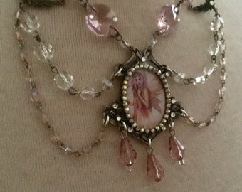 Vintage Fairy Realm crystal Rococo Choker