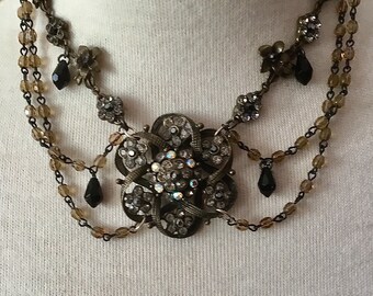 Midnight in Paris Vintage Crystal Necklace