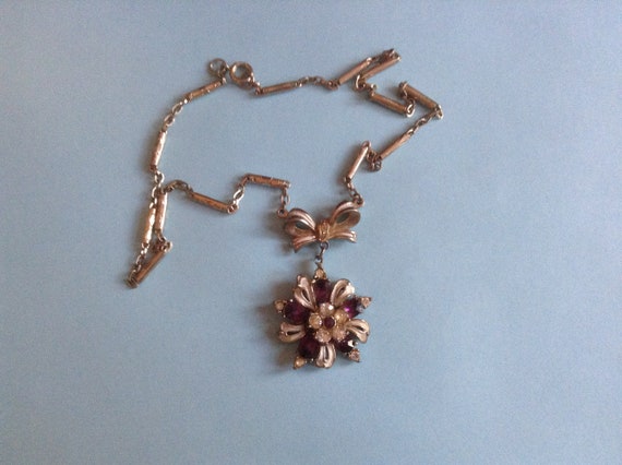 Mad Men Amethyst and Rhinestone Dazzling Floral N… - image 4