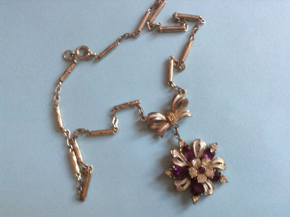 Mad Men Amethyst and Rhinestone Dazzling Floral N… - image 1