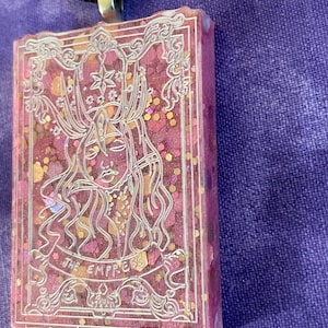 The Empress Pink and Gold  |  Tarot Card Resin Pendant Necklace