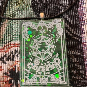 The Sun Green  |  Tarot Card Resin Pendant Necklace