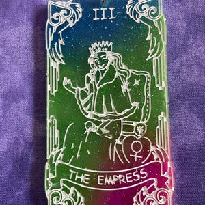 The Empress Pink/Blue/Green  |  Tarot Card Resin XL Pendant Necklace