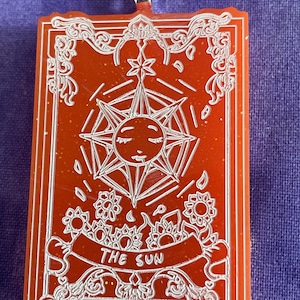 The Sun Neon Orange  |  Tarot Card Resin Pendant Necklace