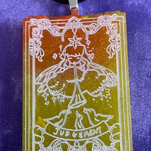 Judgement Orange/Yellow  |  Resin Pendant Tarot Card Necklace
