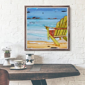 It&#39;s Good to be Shallow, Fine Art PRINT or CANVAS, Unframed, Adirondack Chair, Beach Coastal Ocean Wall Home Decor Painting, All Sizes