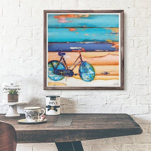 Proper Use of the Kickstand, Fine Art PRINT or CANVAS, Unframed,  Bicycle Bike Cycling Beach Coastal Wall Home Decor Painting, All Sizes