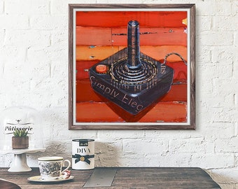 JOYstick - Retro Vintage Game Controller Gaming ART PRINT wall decor mixed media collage painting  print, gaming gift, All Sizes