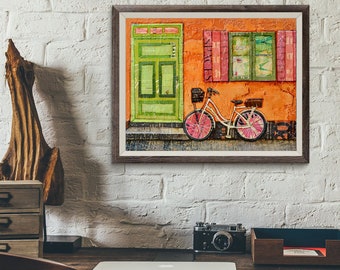 La Dolce Vita, Fine Art PRINT or CANVAS, Unframed, Bicycle Bike Doorway Italy Italian Wall Home Decor Painting Gift, All Sizes