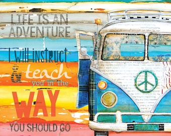 ART PRINT or CANVAS Adventure Classic Car Van print beach art summer gift christian wisdom quote positive scripture, All Sizes