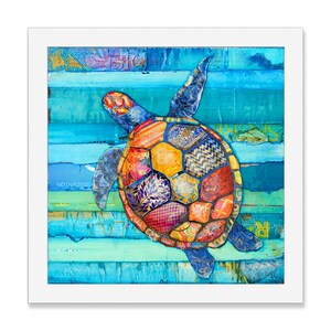 Honu Hawaiian Honu Sea Turtle art PRINT or CANVAS, Unframed vintage coastal sea ocean wall home decor summer gift painting, All Sizes image 3